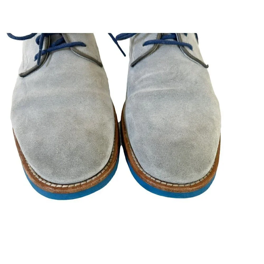 Frau Men’s 39 US Sz 6  Gray Suede Derby Lace Up Shoes Blue Eco Soles and Laces